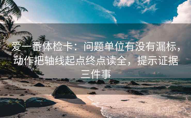 爱一番体检卡：问题单位有没有漏标，动作把轴线起点终点读全，提示证据三件事